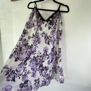 Apt. 9 Purple Floral Chemise with Black Lace Trim XXL Dark Coquette Sexy Vamp
